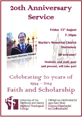 20th anniversary service - Stornoway poster